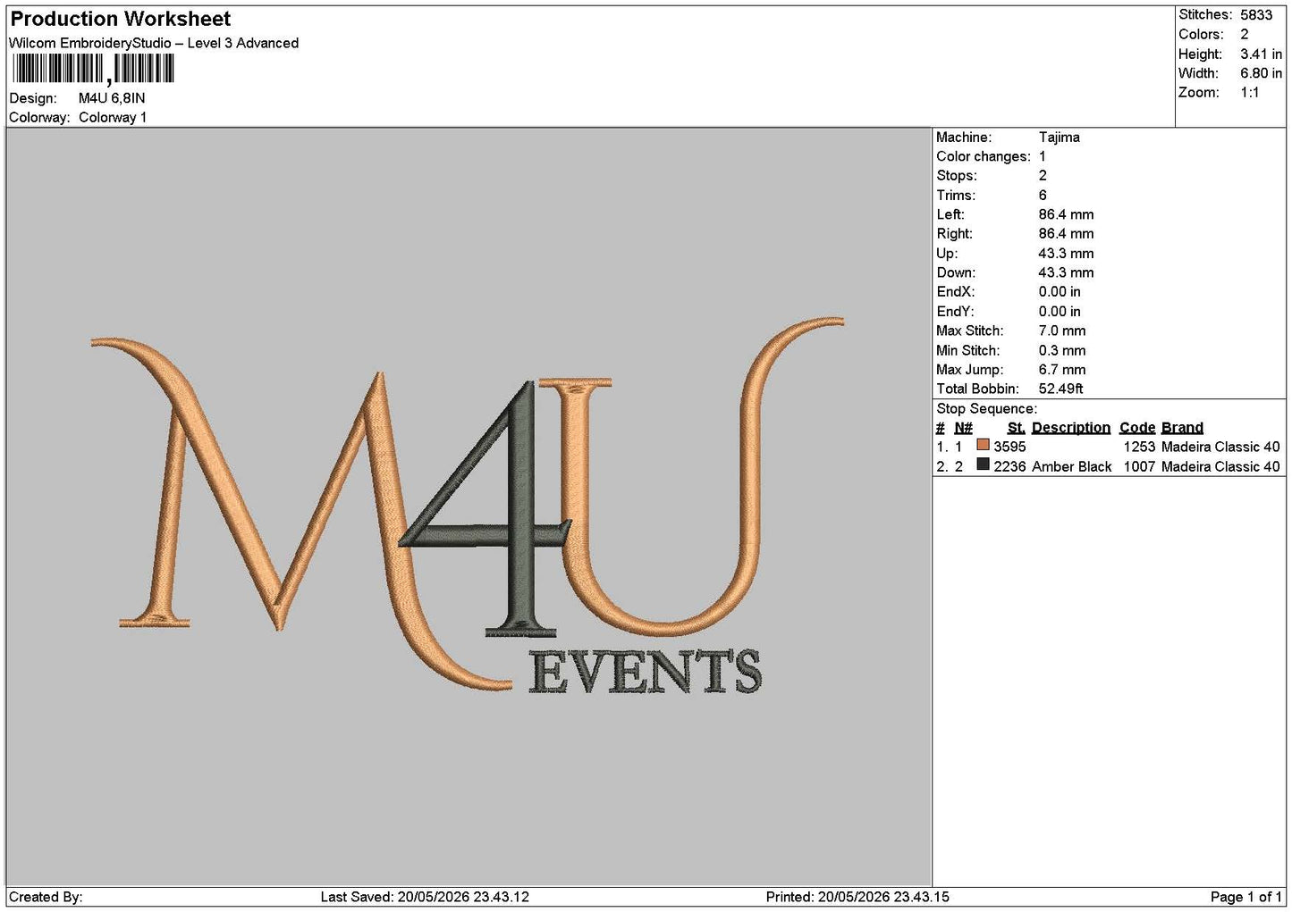 Mautext Embroidery Machine Design File 6 sizes