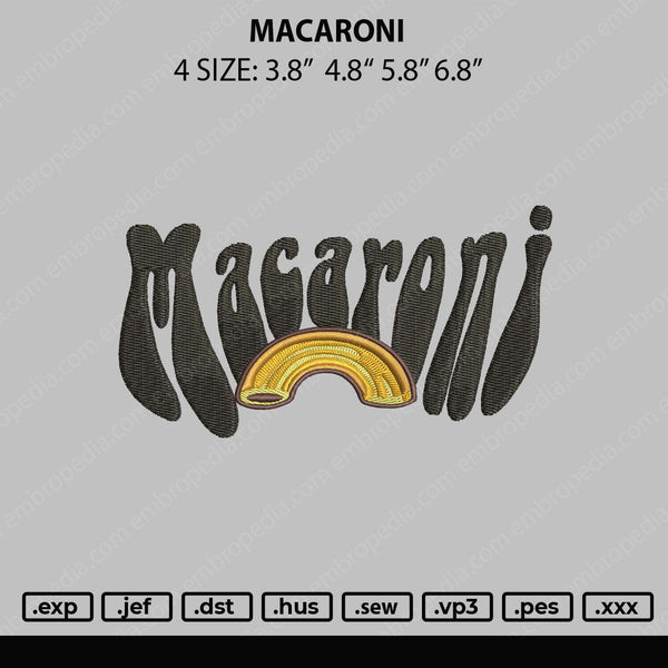 Macaroni Embroidery File 4 size