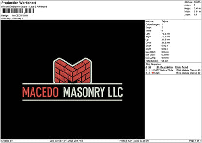 Macodotext Embroidery File 6 sizes