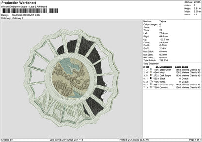 Miller Cover 2412 Embroidery File 6 sizes