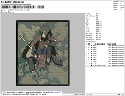 Madara Rectangle Embroidery File 4 size