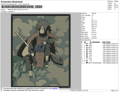 Madara Rectangle Embroidery File 4 size