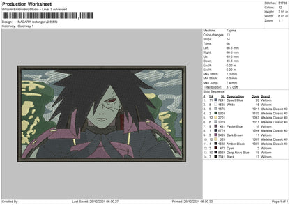 Madara Rectangle V2 Embroidery File 4 size