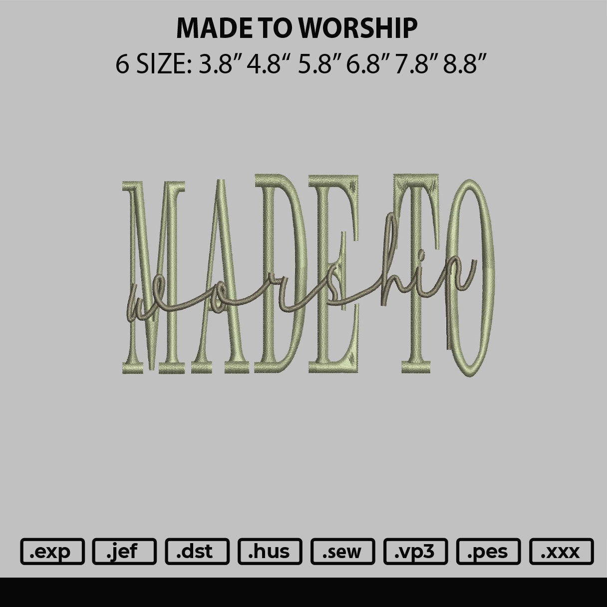Madetow Embroidery File 6 sizes