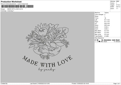 Made With Love Embroidery File 6 sizes
