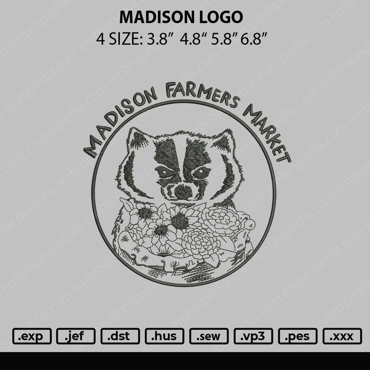 Madison Logo Embroidery File 4 size