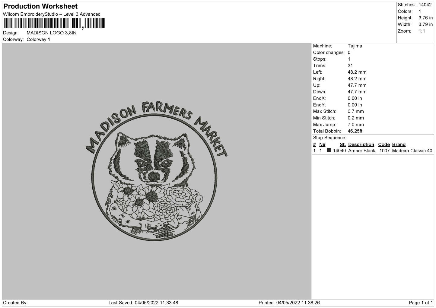 Madison Logo Embroidery File 4 size