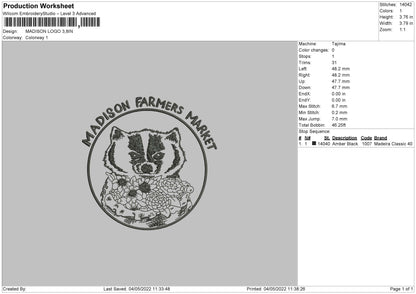 Madison Logo Embroidery File 4 size