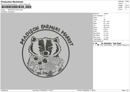 Madison Logo Embroidery File 4 size