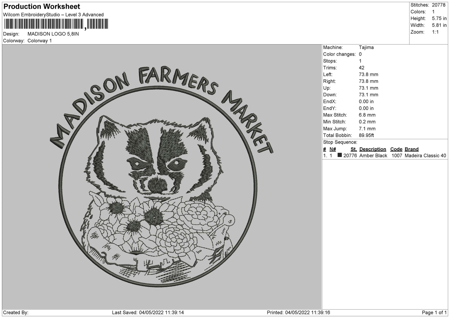 Madison Logo Embroidery File 4 size