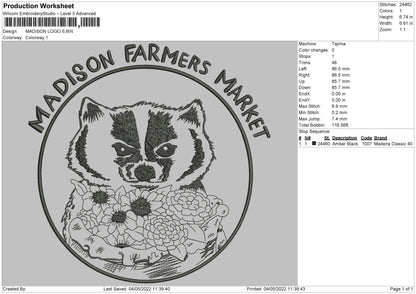 Madison Logo Embroidery File 4 size