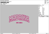 Madrinatext 25 Embroidery File 6 sizes