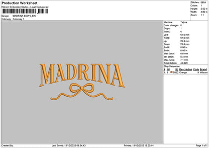 Madrinatext Embroidery File 6 sizes