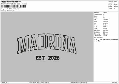 Mandrinatext V5 Embroidery File 6 sizes