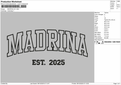 Mandrinatext V5 Embroidery File 6 sizes
