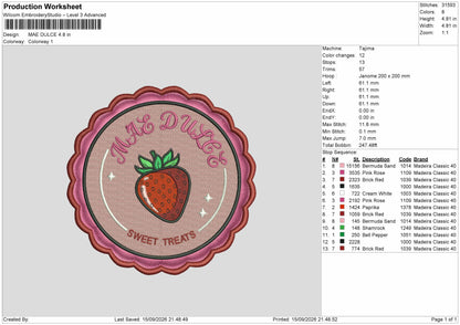 Dulce Text Embroidery Machine Design File 6 sizes