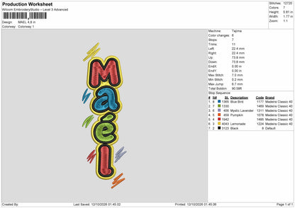 Male Text Embroidery Machine Design File 6 sizes
