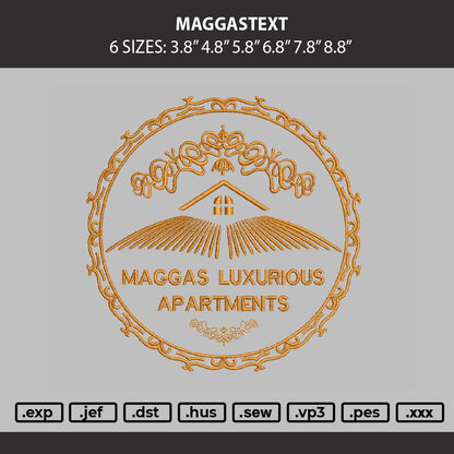 Maggastext Embroidery Machine Design File 6 sizes