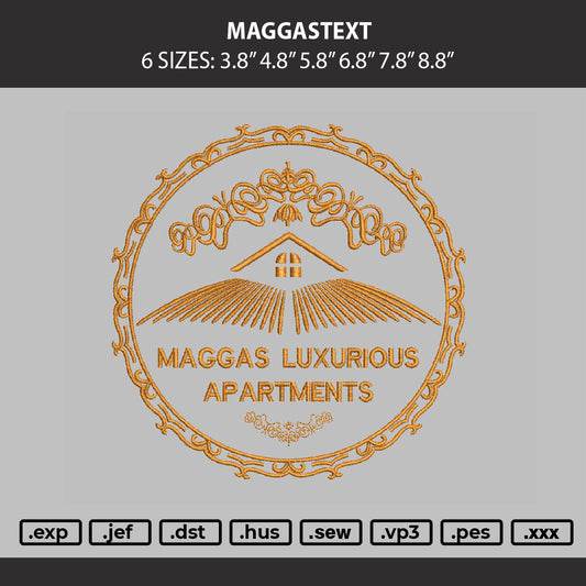 Maggastext Embroidery Machine Design File 6 sizes
