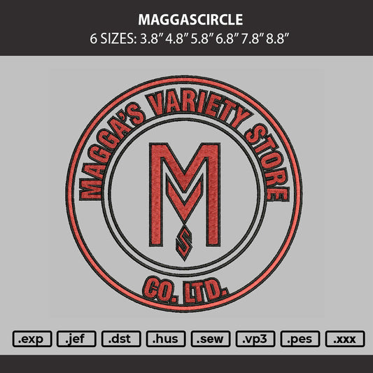 Maggascircle Embroidery Machine Design File 6 sizes
