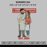 Burgers1204 Embroidery File 6 sizes