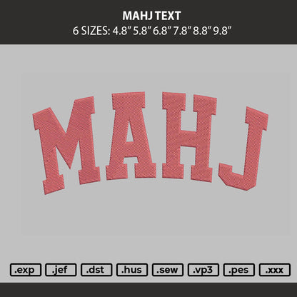 Mahj Embroidery Machine Design File 6 sizes