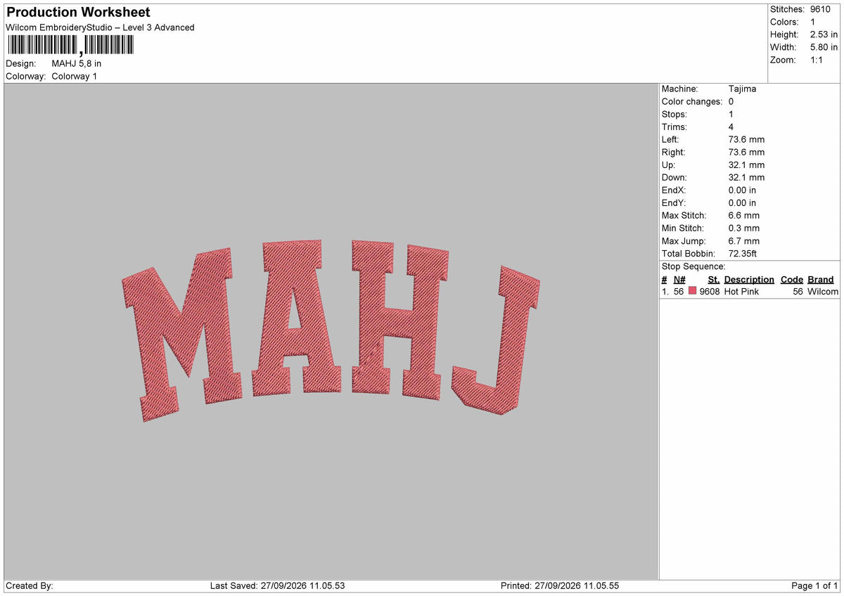 Mahj Embroidery Machine Design File 6 sizes