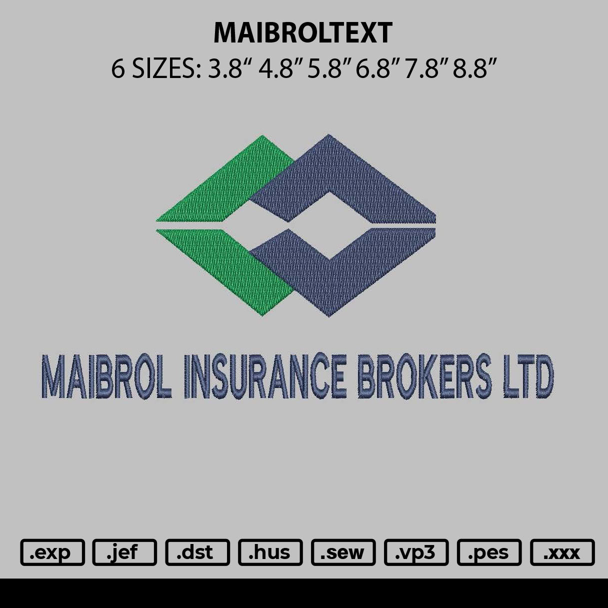 Maibroltext Embroidery Machine Design 6 sizes