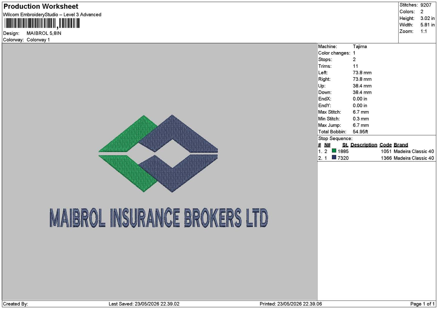 Maibroltext Embroidery Machine Design 6 sizes
