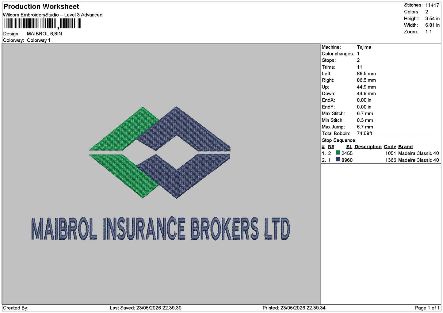 Maibroltext Embroidery Machine Design 6 sizes