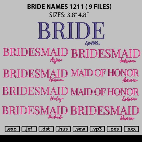 Bride Names 1211 Embroidery 9 Files