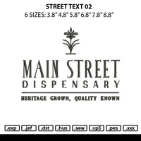 Street Text 02 Embroidery File 6 sizes