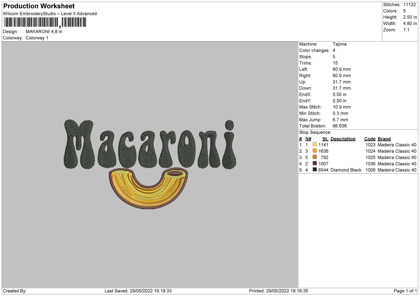Macaroni Embroidery File 4 size