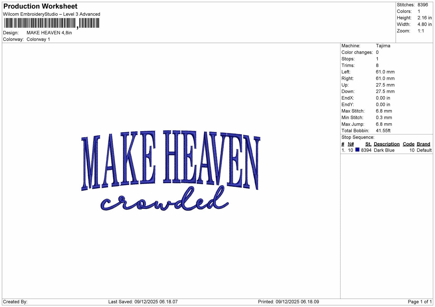 Make Heaven Embroidery File