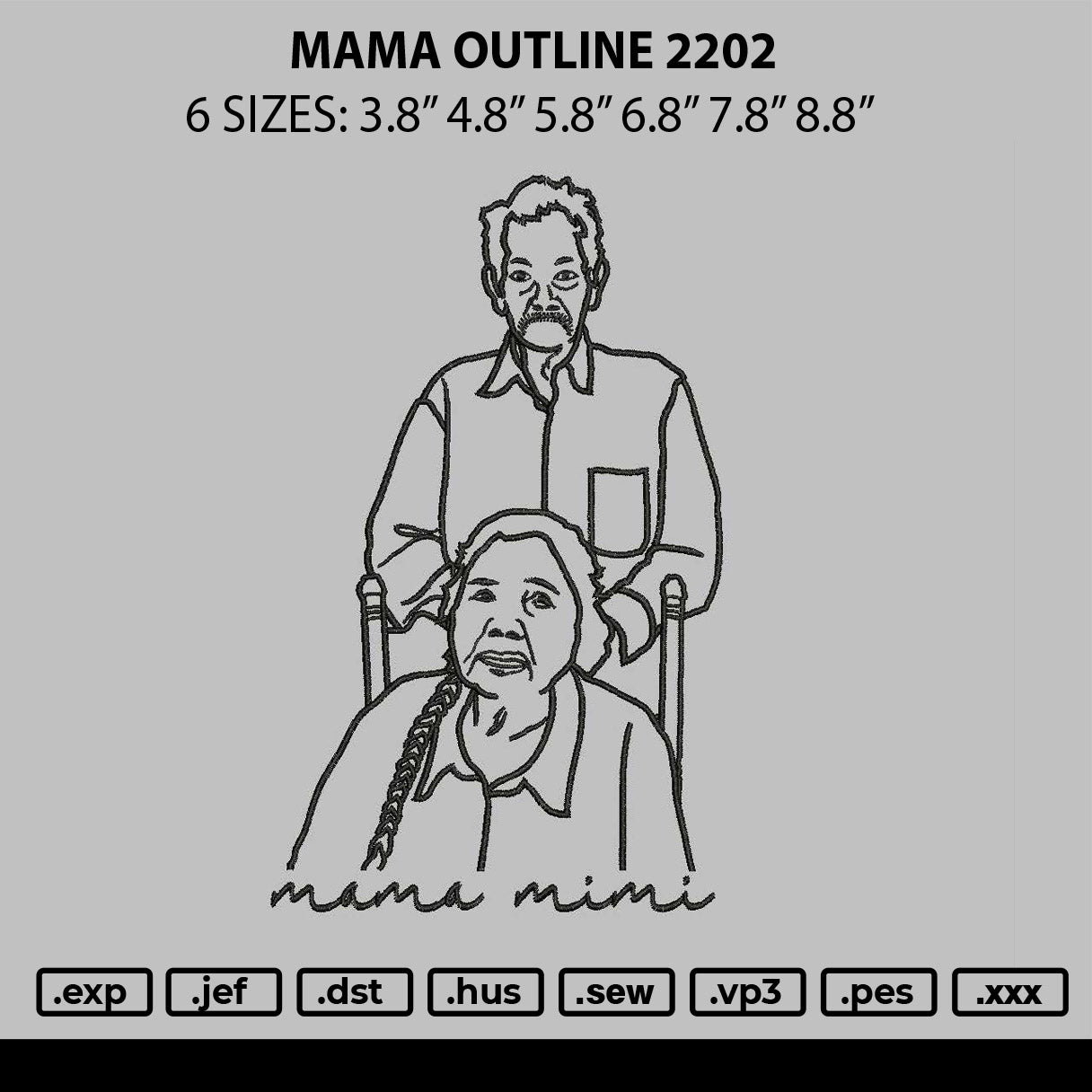 Mama Outline 2202 Embroidery File 6 sizes