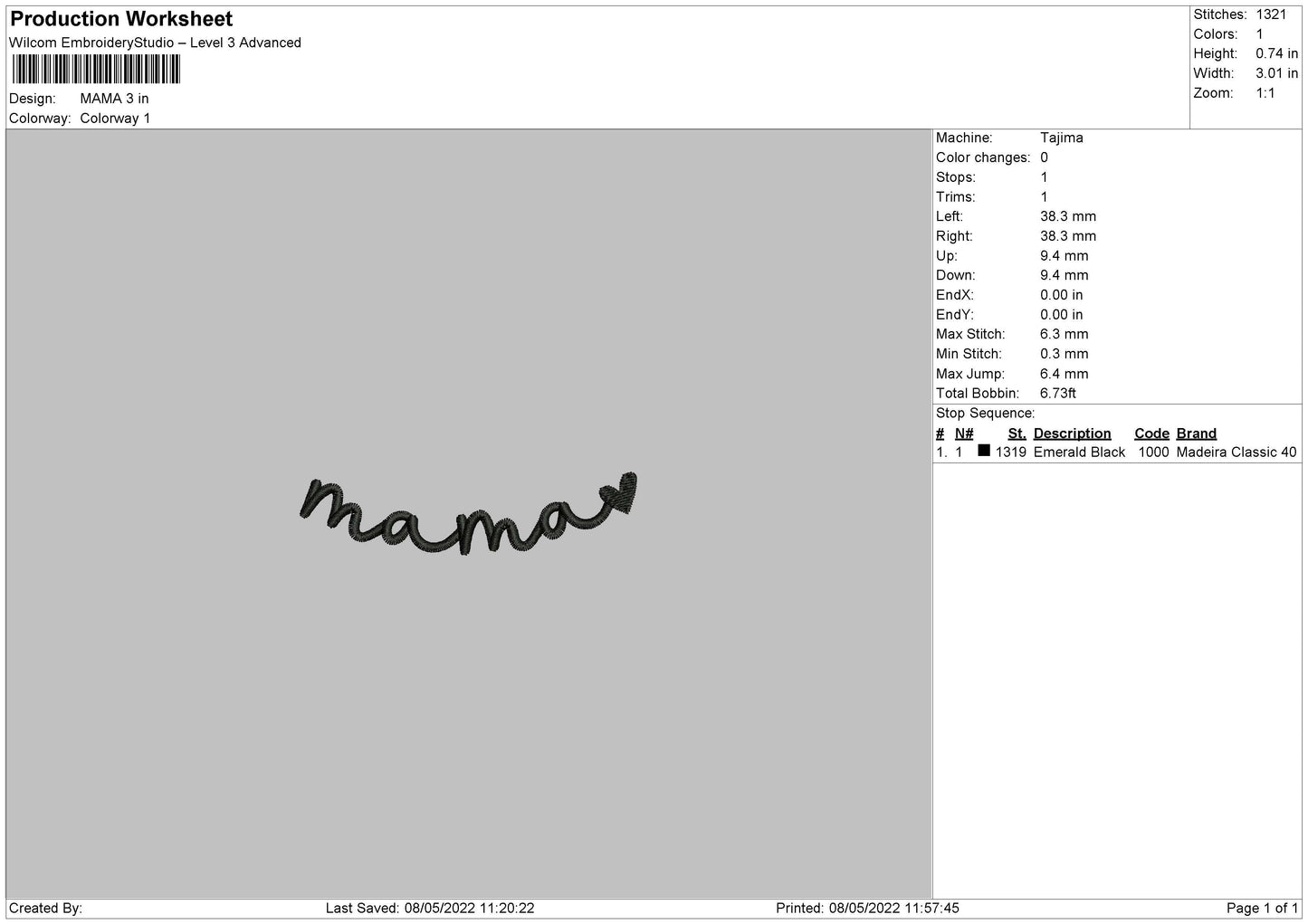 Mama Txt Embroidery File 4 size