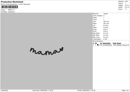 Mama Txt Embroidery File 4 size