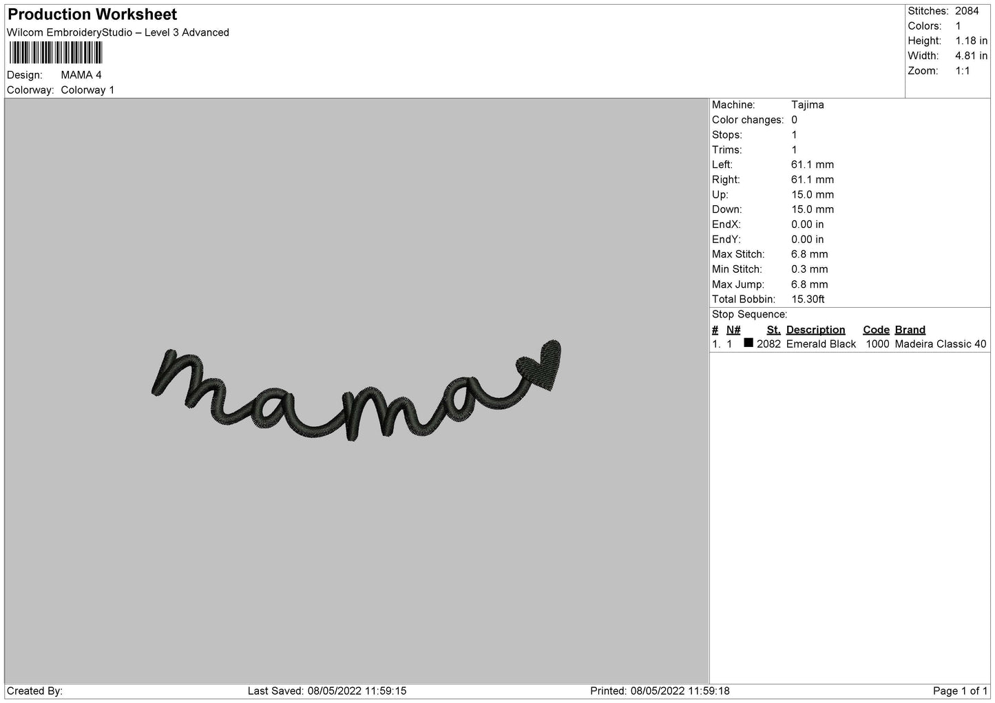Mama Txt Embroidery File 4 size
