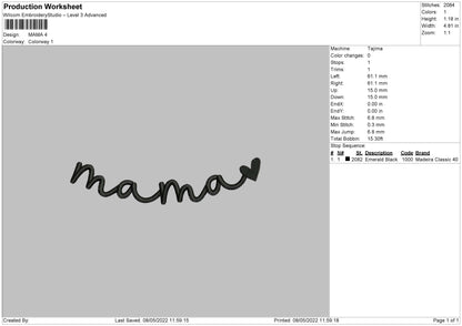 Mama Txt Embroidery File 4 size