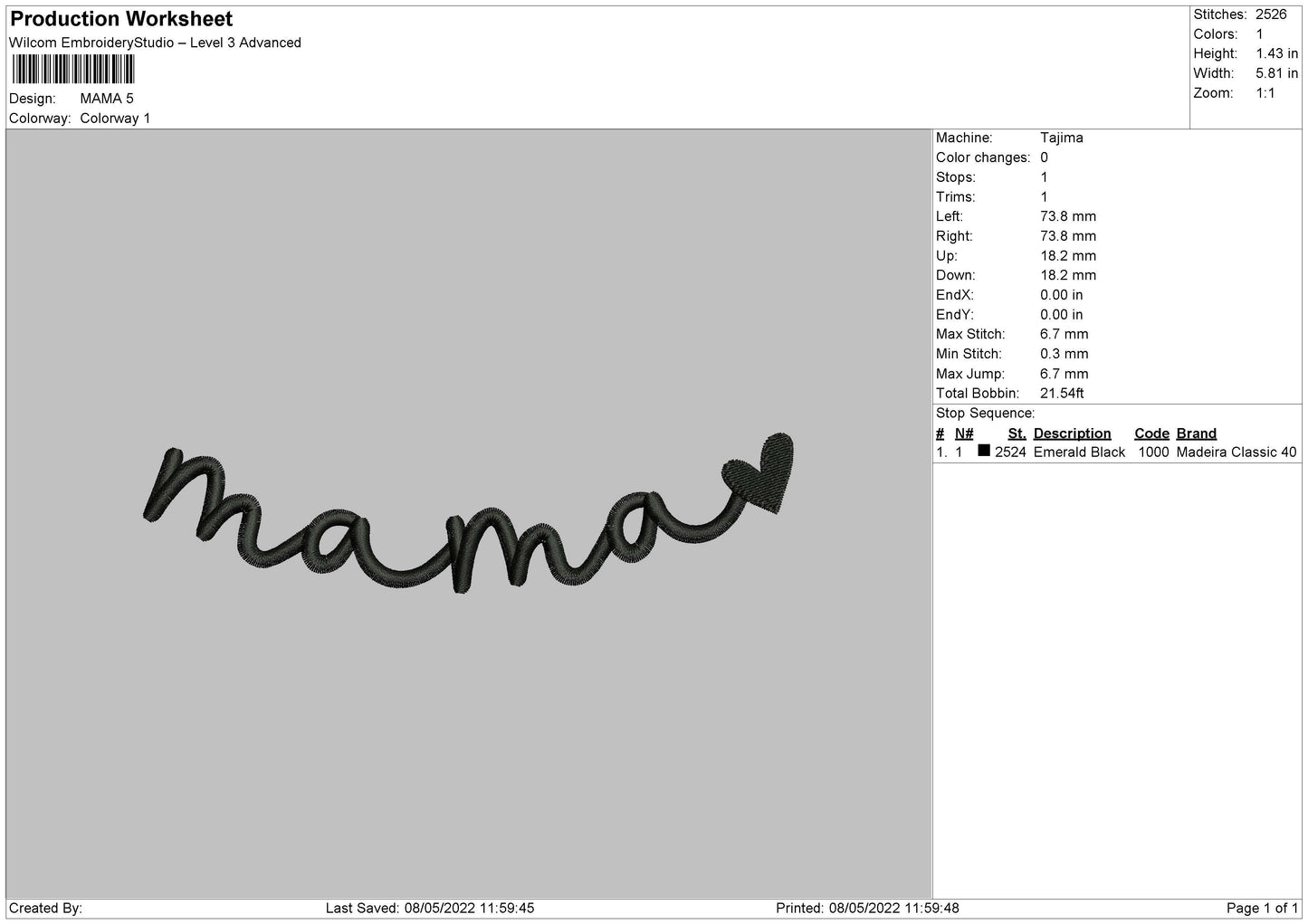 Mama Txt Embroidery File 4 size
