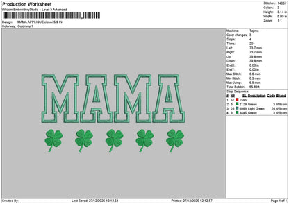 Mamatext App Clover Embroidery File 6 sizes