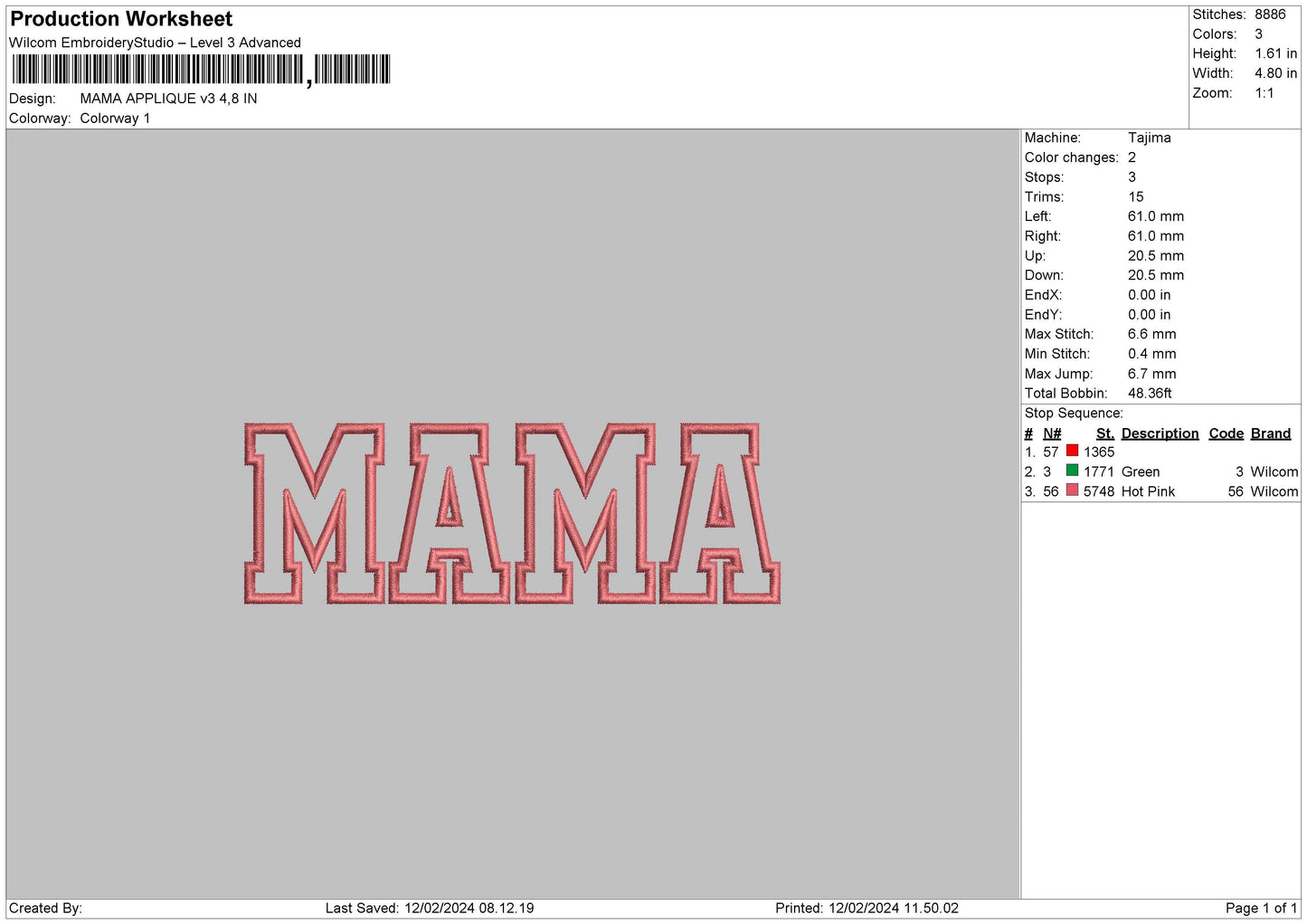 Mama Applique Embroidery File 6 sizes