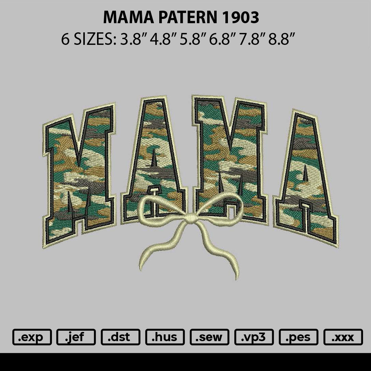 Mama Pttern 1903 Embroidery File 6 sizes