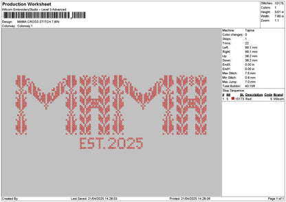 Mama Cross Embroidery File 6 sizes