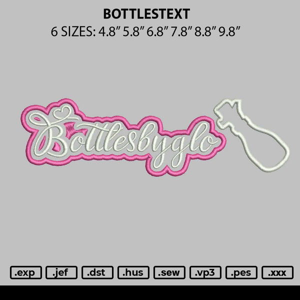 Bottlestext Embroidery File 6 sizes