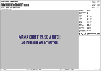 Mamatext 1509 Embroidery File 6 sizes