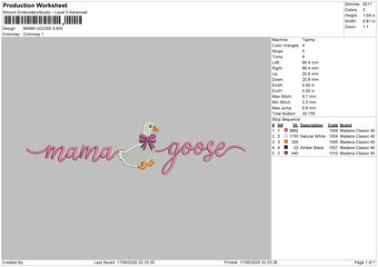 Goosetext 1706 Embroidery Machine Design File 6 sizes