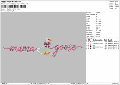 Goosetext 1706 Embroidery Machine Design File 6 sizes