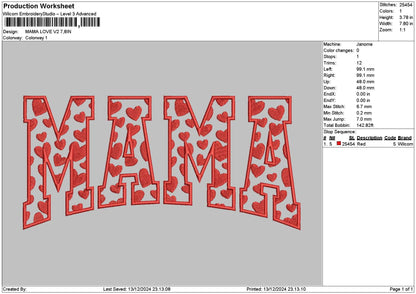 Mamalove V02 Embroidery File  6 sizes