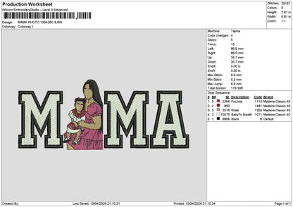 Mama Photo 1304c Embroidery File 6 sizes